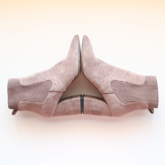 Steven by Steve Madden Taupe Suede Pointy Toe Pull-On Sock Booties / Ankle Boots - Picture 9 of 16